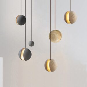 High Quality Pendant Light Hanging Led Lamp Ball Chandelier Kitchen Island Travertine Stone Lights Pendant SSM-2062 image 1