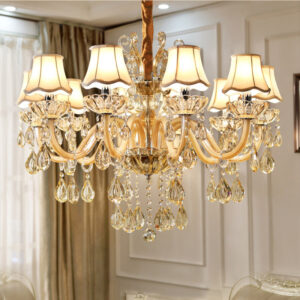European Champagne candle crystal lights living room bedroom modern hotel lobby decoration lighting pendant lights chandelier SSM-7024 image 1