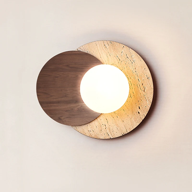 Modern Popular Wabi Sabi LED Wall Light Home Decor Natural Yellow Stone Bedside Sconce Lamp Studio Apartment Decorative