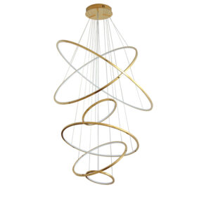 Minimalist ring stainless steel LED gold chandelier for the bedroom dining room table at the landing of the dimmable chandeliers SSM-5007 image 1