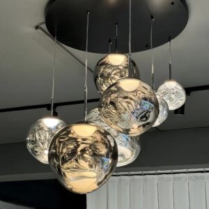 Custom 7 Lights Head Modern Silver Colored Handmade Glass Ball Stair Chandelier Villa 2025 WSM-2908 image 1