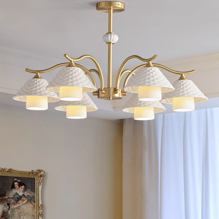 Customised Room Lamps Decorative Chandeliers Pendant Lights Fashion Design Light Luxury Brass Ceramic Lamp