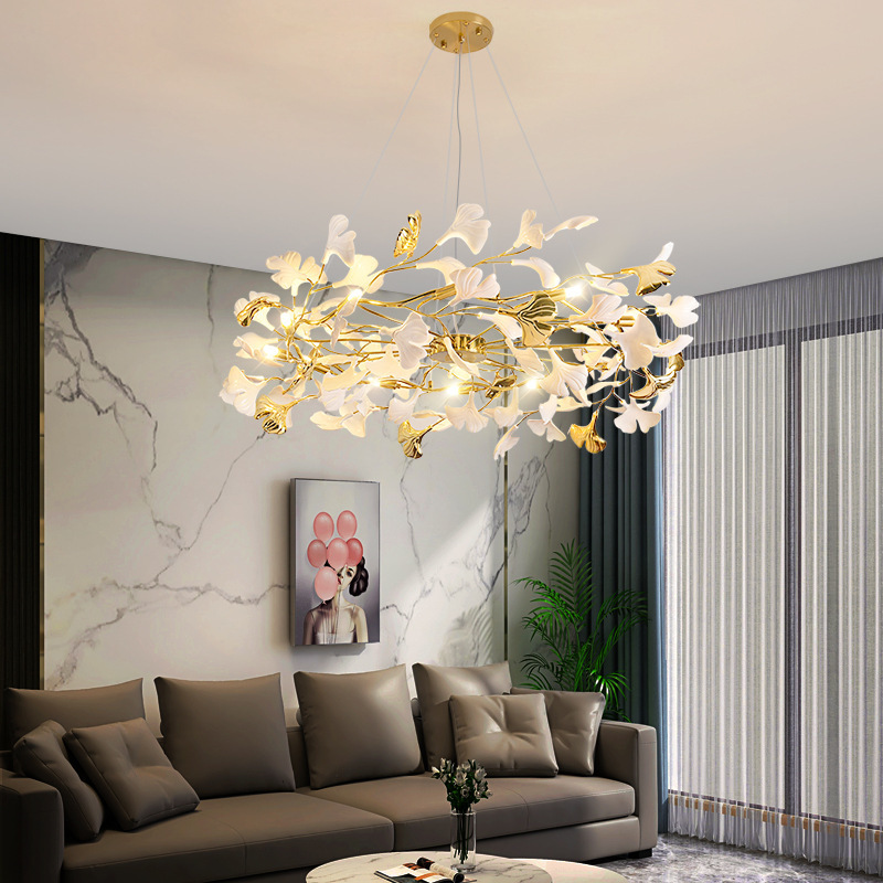 Modern American Style Indoor Dining Room Chandelier Golden Brown Ceramic Pendant Iron 220V Ceiling Home Lighting Hanging 220V