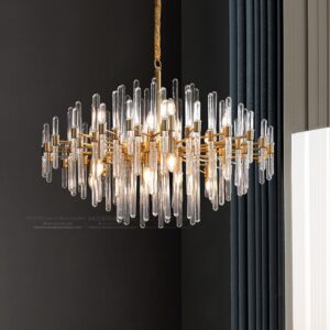All Copper Crystal Chandelier Luxury Post Modern Simple American Style Creative Atmoseric Designer Home Living Room Dining WSM-8045 image 1