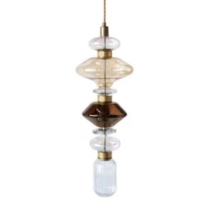 Modern decorative glass lamp D25 H70cm amber glass restaurant bar decoration gourd chandelier SSM-3607 image 1