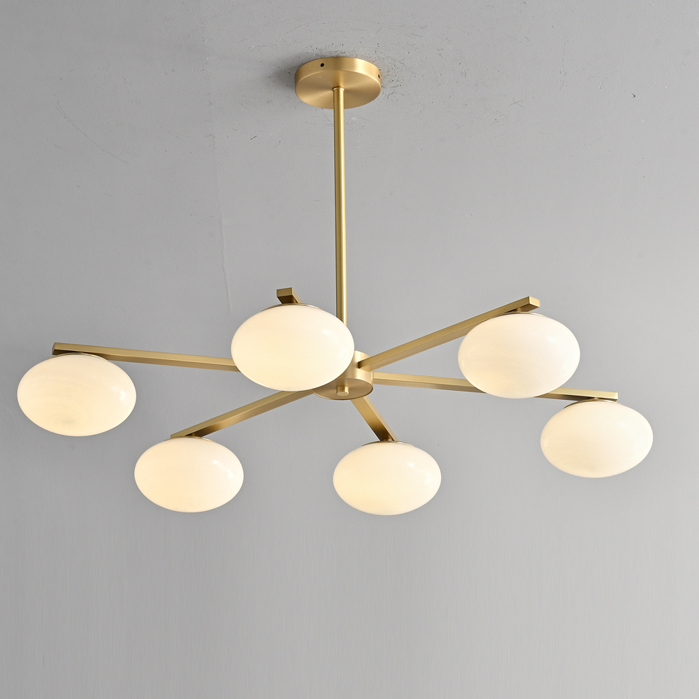 Globe Flush Mount Sputnik Chandelier Modern Brass Gold Pendant Light Milk Glass Ball Kitchen Island Dining Room Indoor Light
