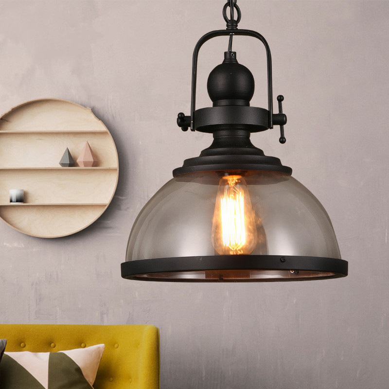 Crafted Black Amber Lights Vintage Chandelier Lighting Bowl Glass Pendant Light