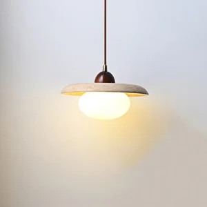 Japan Travertine Pendant Light Dining Room Wabi Sabi Yellow Marble Hanging Lamp Bedside Nordic Restaurant Suspended Droplight SSM-2045 image 1