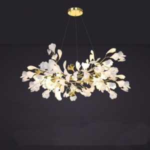 Customized Ceramic Ginkgo biloba leaves Tree Branch Light Led Living Room Restaurant Luxury Chandelier SSM-6023 image 1