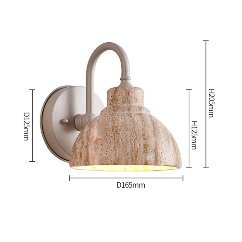 Japanese Natural Yellow Marble Exterior Wall Lamp Nordic Cream Style Courtyard Front Corridor E27 Decorative Warm Color Light