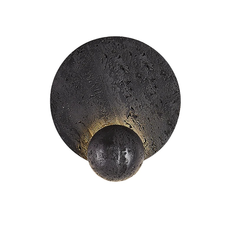 Black Travertine Wall Light Home Apartment Hotel Restaurant Living Room Decor Stone Sconce for Bedside Corridor