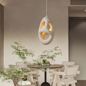 Japanese Aesthetic Wabi Sabi Style Creative Modern Simple Pendant Light Adjustable Height Fiberglass Resin Design Hanging Lamp SSM-9750 image 1