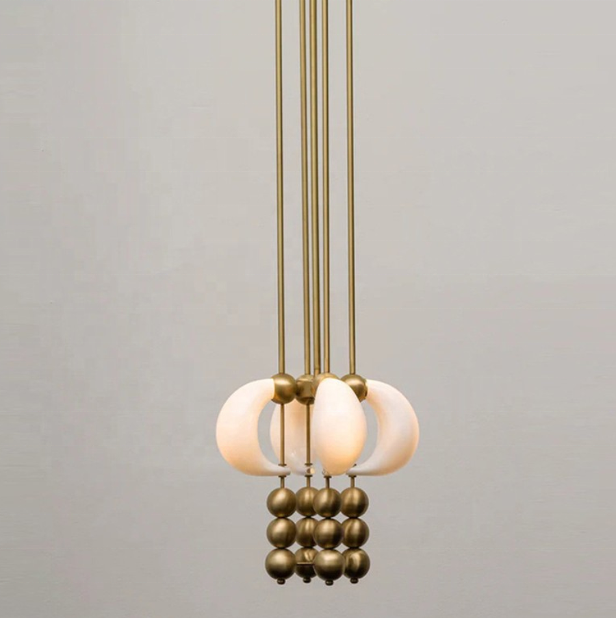 Luxury Hanging Ceiling Light Fixture Designer Sculptural Artistic Globe Crescent Chandelierfor Hotels