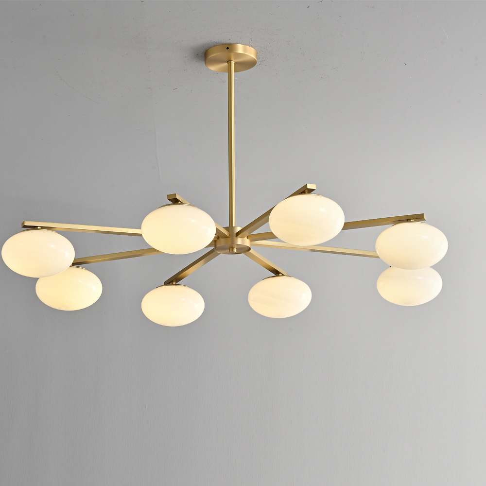 Globe Flush Mount Sputnik Chandelier Modern Brass Gold Pendant Light Milk Glass Ball Kitchen Island Dining Room Indoor Light
