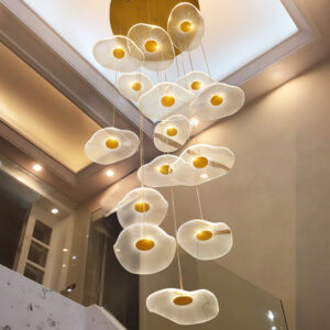 Lotus Leaf Design Pendant Lamp High Quality Iron Acrylic Hanging Light Dimming Remote Suspended Chandelier For Villa Home Loft SSM-0031 image 1