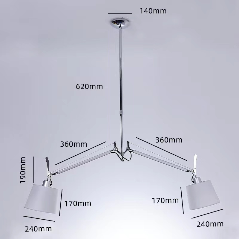 Creative Metal Living Room Bedside Hanging Light Double Head Led Recessed Drop Celling Light