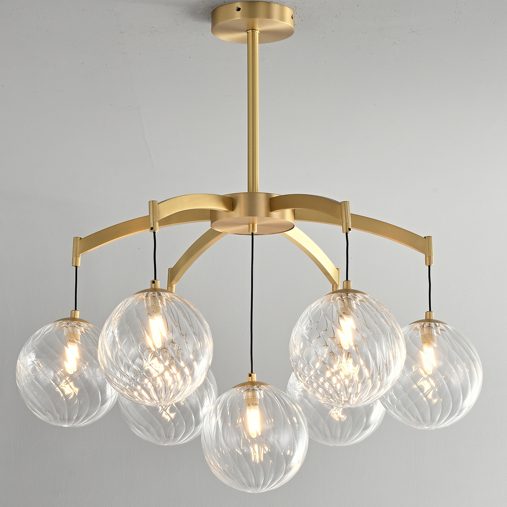 Vintage Nordic Luxury Copper Lights Modern Simple Living Room Dining Room French Lights Villa Staircase Bedroom Glass Chandelier