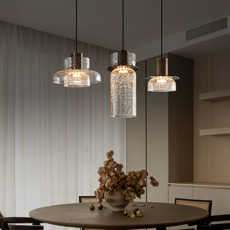 Modern Chandelier Farmhouse 1 Light Ceiling Light Fixture in Matte Black Finish with Seed Glass Hanging Light
