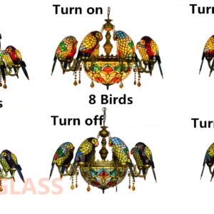 Tiffany Stained Glass Pendant Chandeliers Parrot Birds Hotel Lamp Lights for Vintage Style SSM-9787-01 image 1