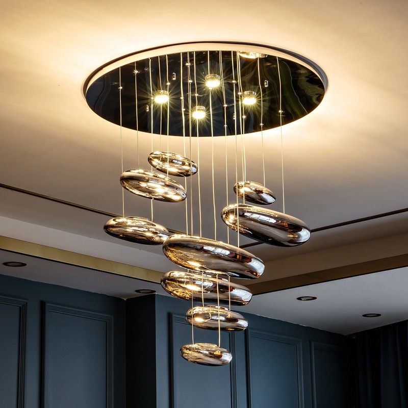 Modern Chandelier Smoked Grey Color Glass Hanging Lamps For Home Decoration Pendants Lamp Dining Tables Kitchen Living Room