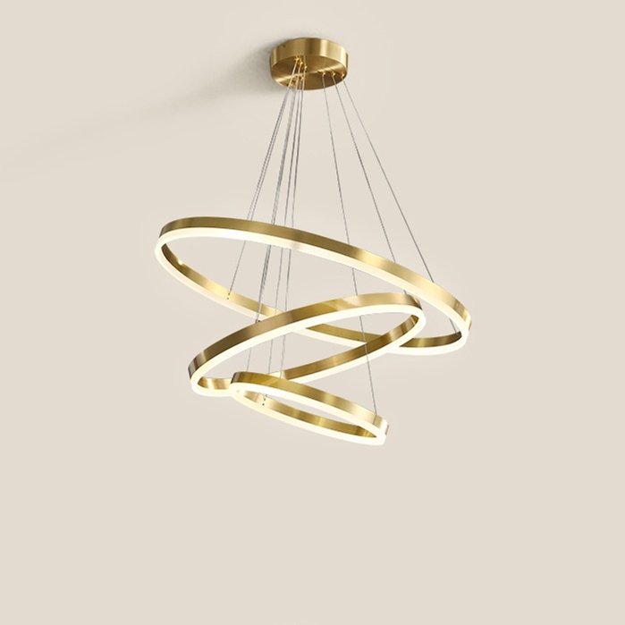 Circular Led Ceiling Pendant Lights Golden Rings Ceiling Round Chandelier Indoor Lighting Fixtures