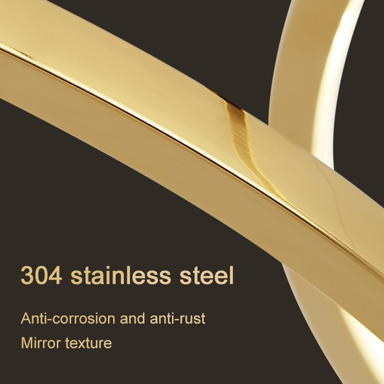Minimalist ring stainless steel LED gold chandelier for the bedroom dining room table at the landing of the dimmable chandeliers