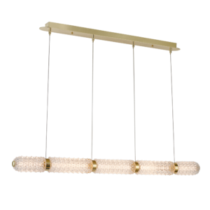 2023 New Modern golden crystal glass Cylindrical strip type LED villa pendant lamp dining table glass chandelier SSM-3642 image 1