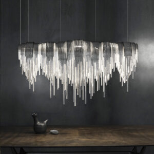 Modern Luxury LED Chandeliers Tassels Silver Aluminum Chain Stainless Steel Lamp Body Long Pendant Light for Hotel Home Villa SSM-8132 image 1