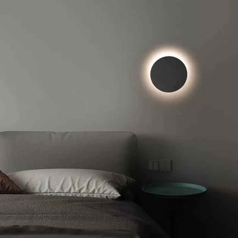 Modern Creative Circular Cement Wall Lamp Wabi Sabi Apartment Home Decoration Living Room Bedroom Bedside Led Gray Sconce Light
