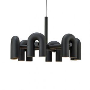 Nordic U shaped Metal Resin Art Chandelier Macaron LED Pendant Light for Hotel Living Room Bedroom SSM-9826 image 1