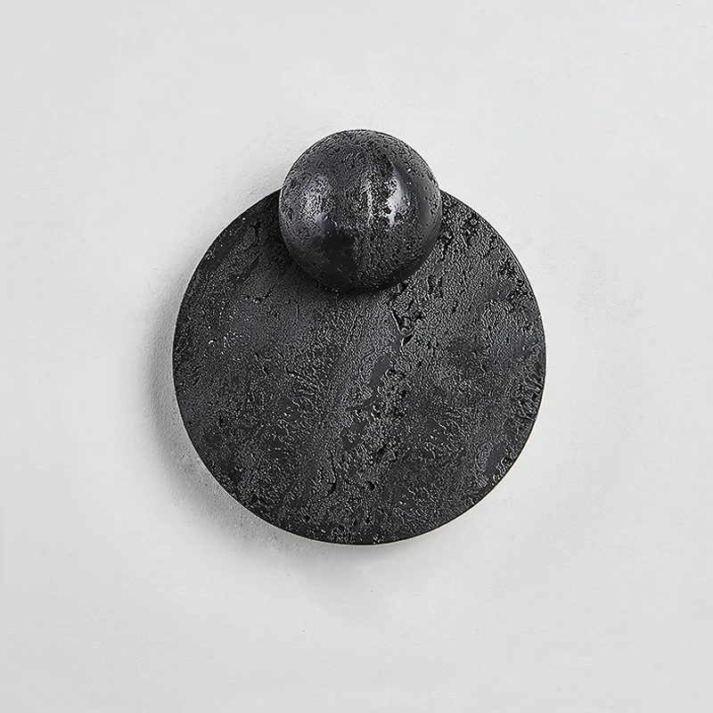 Black Travertine Wall Light Home Apartment Hotel Restaurant Living Room Decor Stone Sconce for Bedside Corridor