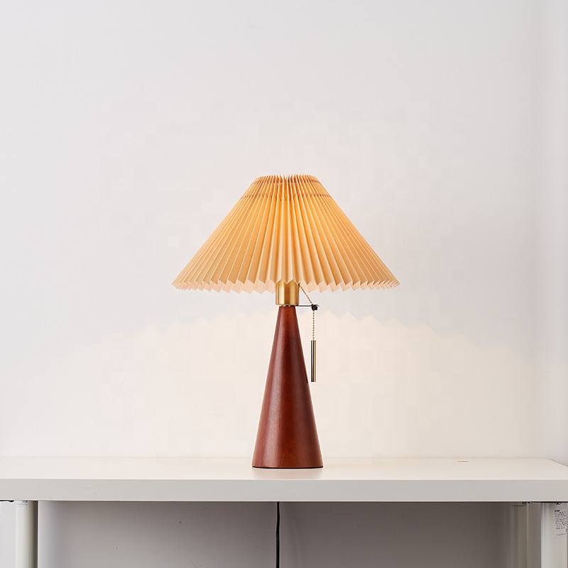 Modern Nordic Design Wooden Desk Lamp Indoor Fabric Shade Decoration Study Folding E26 Reading Table lamp