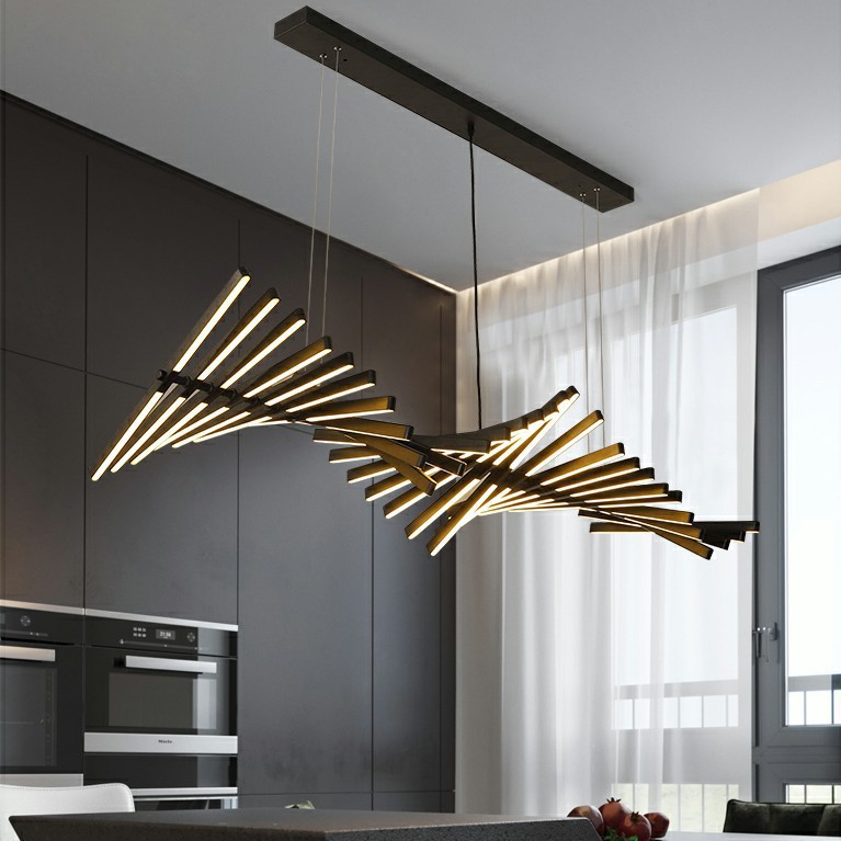 Us Popular Hanging Chandelier Living Room Lamp Colgantes 30 Heads Stepless Dimming Design Fishbone Lamp