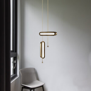 Modern Simple Linear Metal Lamp Gold Chromed Iron Hanging Light Living Room Pendant Lamp SSM-9878-02 image 1