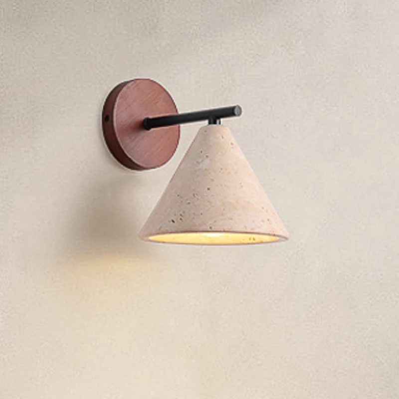 Creative Design Cone Triangle Wall Lamp Wabi Sabi Home Decor Homestay Hotel Bedroom Corridor Staircase Travertine Sconce