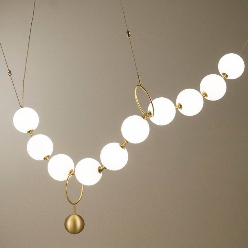 Non standard Custom Living Room Bedroom Dining Room Lamp Shape Adjustable Buddha Beads Glass Necklace Chandelier