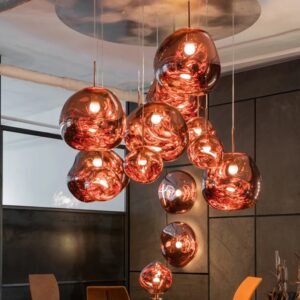 Free Villa Lighting Design Red Colored Foyer Frosted Handblown Glass Lava Chandelier Modern WSM-2910 image 1