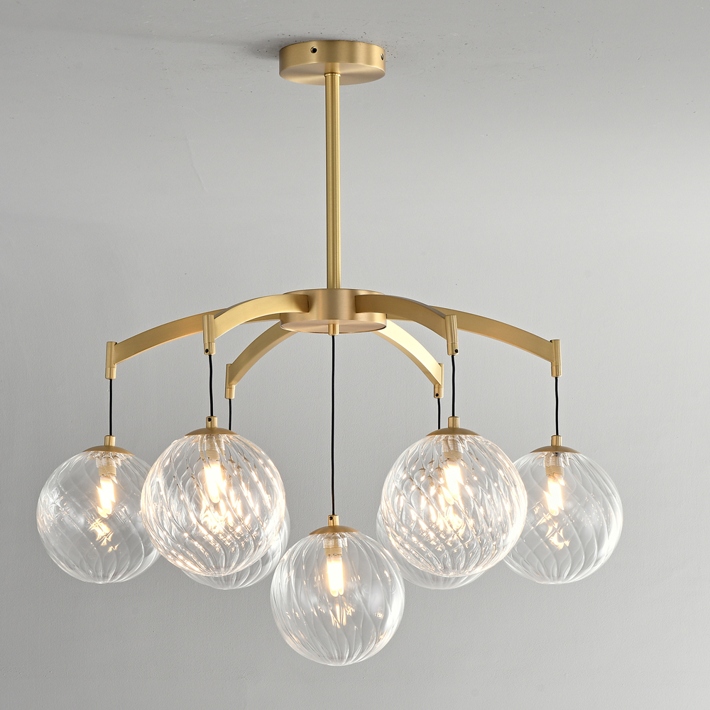 Vintage Nordic Luxury Copper Lights Modern Simple Living Room Dining Room French Lights Villa Staircase Bedroom Glass Chandelier