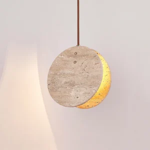 Scandinavian Wabi Sabi Yellow Stone LED Pendant Light Nordic Cream Style Home Decoration Living Room Bedroom Bedside Chandelier SSM-2011 image 1