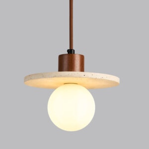 Wabi Sabi Yellow Travertine Stone Indoor Dining Table Bedside Droplight Living Room Kitchen Island Pendant Lights SSM-2072 image 1