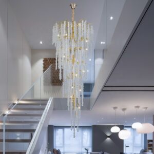 Dubai 2meters Villa Living Room Gold Luxury Long Crystal Stair Chandelier SSM-6040 image 1