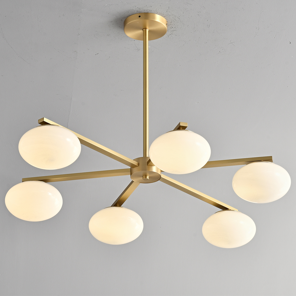 Globe Flush Mount Sputnik Chandelier Modern Brass Gold Pendant Light Milk Glass Ball Kitchen Island Dining Room Indoor Light