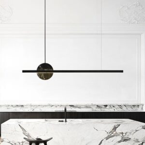 Italian Minimalist Marble Iron Linear Pendant Light Modern Nordic Simple Style Ceiling Hanging Light Indoor Lamp Decor SSM-8041 image 1