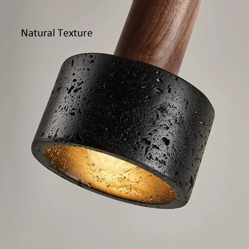Japanese Wabi Sabi Hanging Black Stone Decor Wall Lights for Home Bedroom Living Room Hotel Homestay