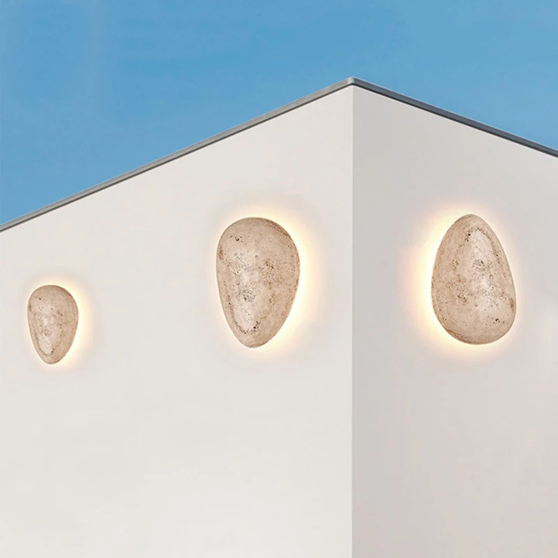 Waterproof LED Wall Lamp Natural Yellow Stone for Bedroom Decor Personalized Cobblestone Villa Courtyard Doorway Corridor