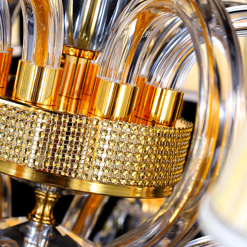 Modern household LED glass chandelier kitchen lamp luxurious gold living room bedroom K9 crystal ceiling light pendent lamp