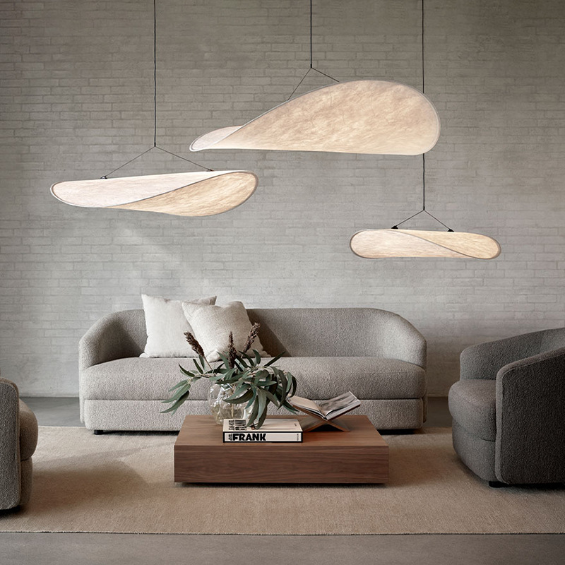 Home Decor Minimalist Design Kitchen Pendant Light Hotel Bedroom Hanging Lamp Indoor Nordic Modern Led Silk Fabric Chandelier