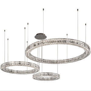 Home Decor 3 Rings High Ceiling Hanging Lamp Steel Led Round Modern Luxury K9 Crystal Chandelier Pendant Light Restaurant SSM-3045 image 1