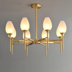 Modern Glass Chandelier Light Nordic Rectangle Brass Copper Pendant Lamp for Bedroom Living Room Restaurant WSM-8008 image 1