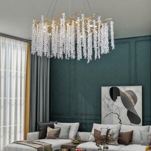 French style luxury long crystal led chandelier aluminium modern light SSM-6045 image 1
